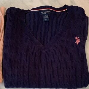 U.S. Polo Assn. Women’s  Dark Blue V-Neck Sweater🌺🌺🌺🌺
